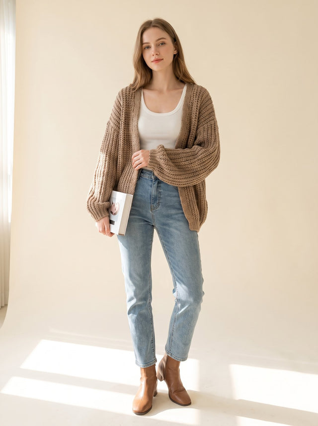 Women's Chunky Oversized Knit Button Cardigan Sweater