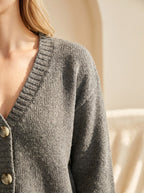 Women's V Neck Cropped Button Knit Cardigan