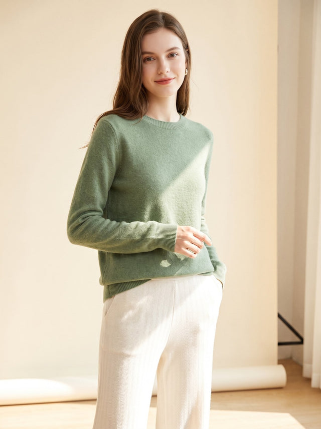 Women's Fuzzy Mohair Crew Neck Knit Sweater