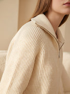 Women's Half Zip Mock Neck Knit Pullover Sweater