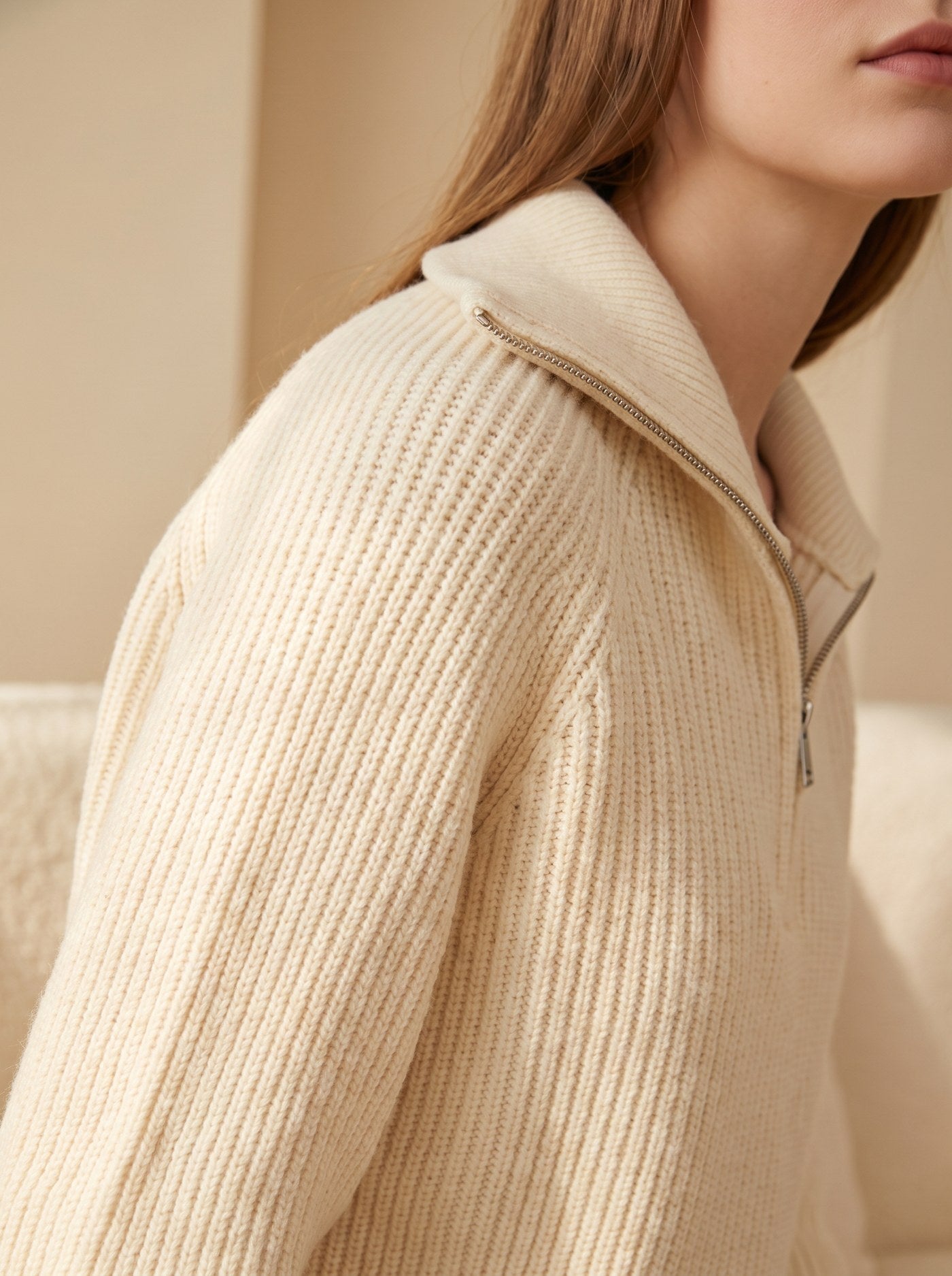 Women's Half Zip Mock Neck Knit Pullover Sweater