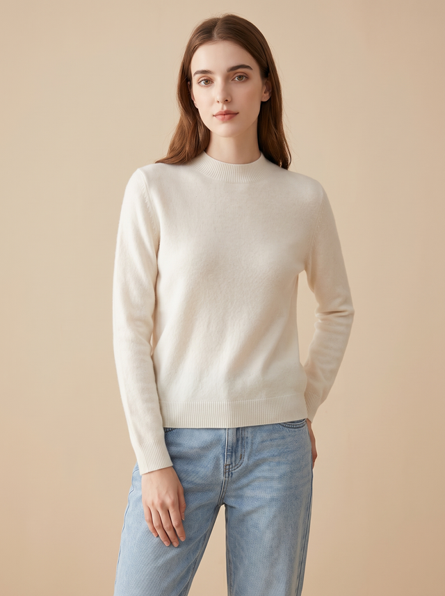 Women's Mock Neck Sweater Soft Knit Pullover Long Sleeve