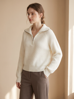 Women's Half Zip Mock Neck Knit Pullover Sweater