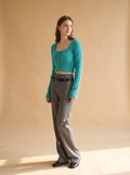 Women's Fuzzy Square Neck Button Knit Cardigan