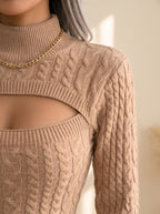 Women's Cable Knit Bodycon Sweater Dress Long Sleeve